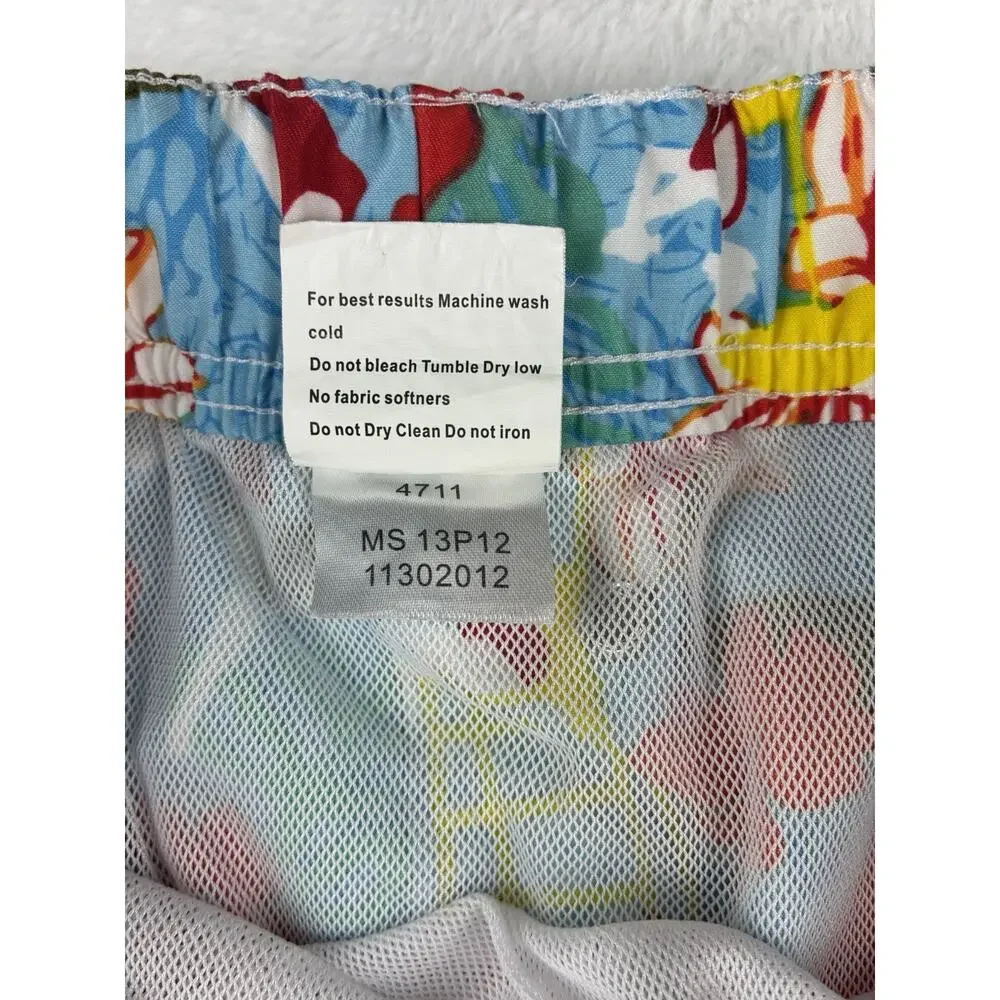Peter Millar Mens M Floral Swim Trunks Blue Tropical Board Shorts Mesh Lined